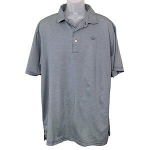 Peter Millar Crown Sport Striped Polo Shirt XXL Green Blue Cotton Short Sleeve
